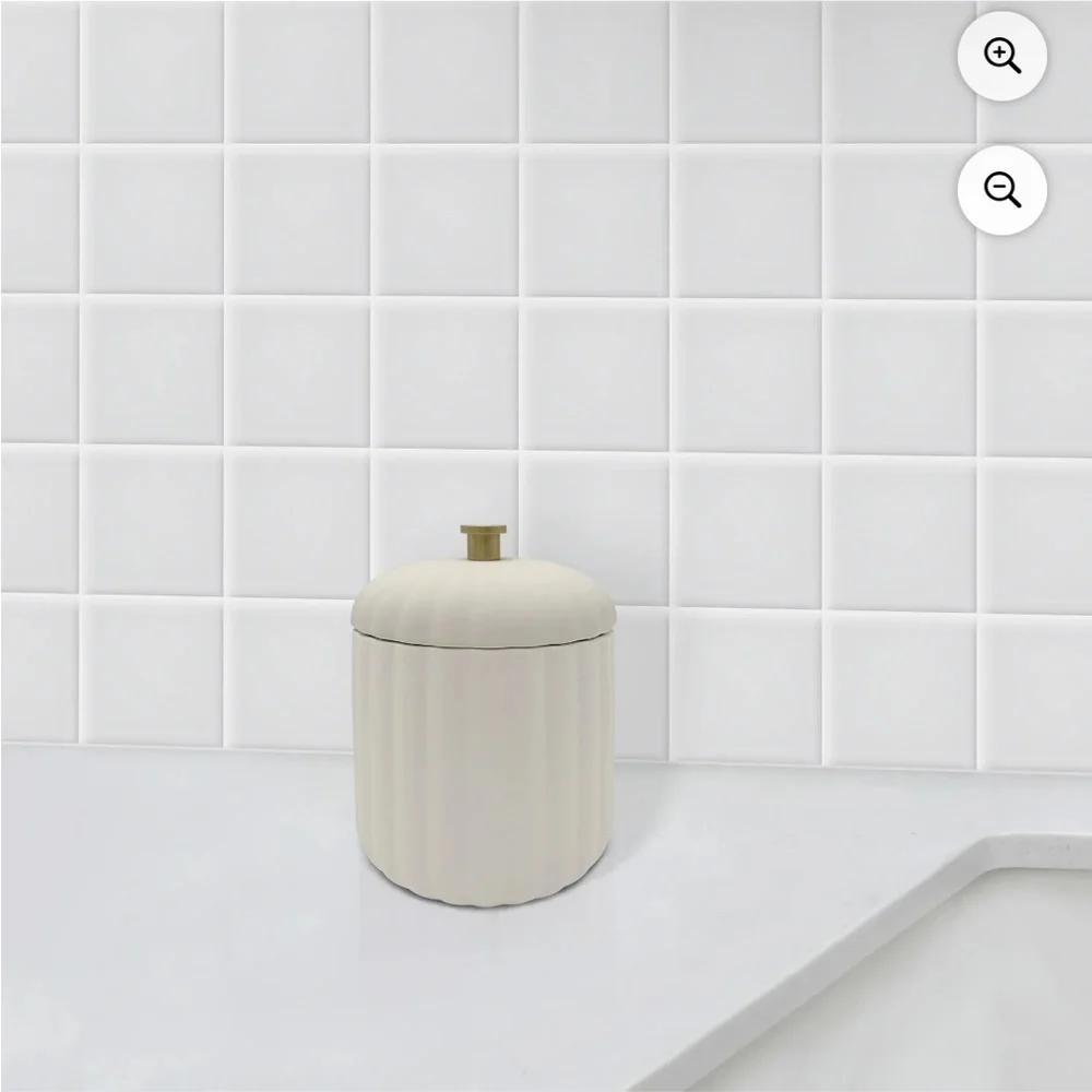 Off-White Bathroom Canister with Lid